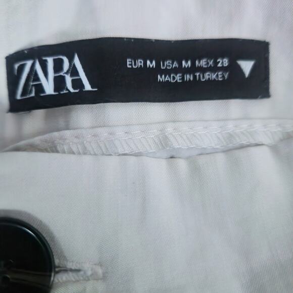 Zara White High Rise Pleated Wide Leg Trousers Size Medium Business Casual - Picture 8 of 13